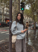 Art wool patch sweatshirt