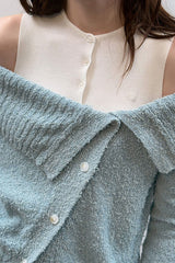 OFF SHOULDER BUTTON CARDIGAN