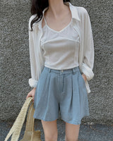 Ossie pintuck denim short pants