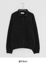Huble Color Button Wool Collar Over Knit