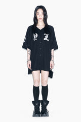 CUBIC APPLIQUE MESH BASEBALL JACKET BLACK