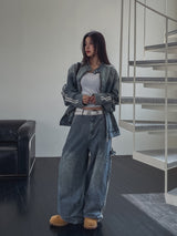Wings Track Gradient Pinch Denim Jacket