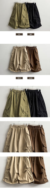 Naa Pintuck Pleated Banded Waist Cargo Bermuda Shorts