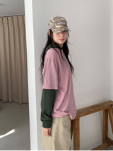 COMBI STRIPE HOOD TEE (3C)