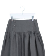 Lucier Button Pintuck Flare Midi Skirt