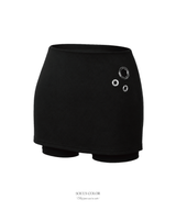 メタルアイレットミニスカートパンツ (2color)