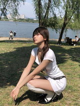 26SS★ [MADE/more BASIC] Cover Round Button Slim Short Sleeve T-shirt
