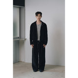 ベルベットコーデュロイカーブクロップジップアップ(Black)