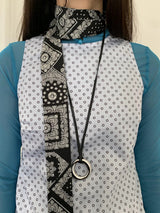 Silver O ring leather necklace