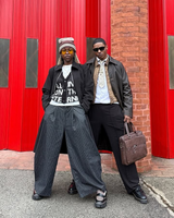 PUSH PUSH PP STRIPES PANTS ストライプワイドパンツ（ブラック）