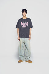 24FW オールドスクールクラックプリンティングショートスリーブTシャツチャコール