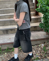 Oil bermuda denim pants