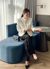 Shurea No Collar Pearl Tweed Jacket