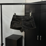 Pocket leather short pants