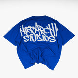 Hierarchy Studios - グラフィティーワイドロゴオーバーサイズTシャツ ブルー