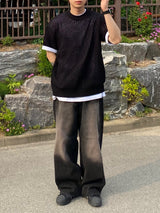 メッシュラウンド半袖ニット 3C