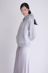 Raglan 2way Hood Zip-up (MELANGE GREY)