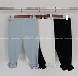 Frill Half-length Ribbed Leggings Pants