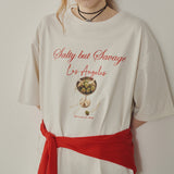 オリーブグラフィックオーバーサイズTシャツ