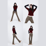 Leopard Bootcut Pants (Black)