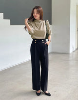 Nubet Half-Neck Drape Puff Blouse