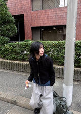 フリンジツイードジップアップジャケット