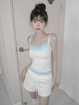 [MADE] Coquette Lace Shirred Fold-Over Shorts