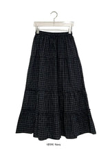 Ciriel Vintage Check Tiered Banding Long Skirt