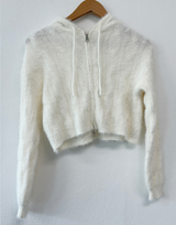 ANGORA CROP HOOD ZIP-UP🖤🩷💛🤎💚 - 6 COLORS