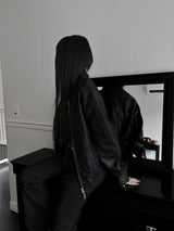 scratch leather collar jacket (unisex)