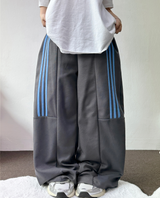 DOWN SNAP 🍩🫐 HALF TRACK 3 LINE PANTS 🍩🫐🩶🖤4COLOR