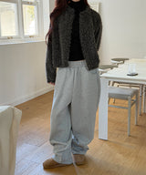 Hairy crop round knit cardigan(3color)