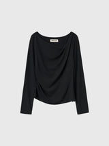 DRAPE SHIRRING LONG SLEEVE T-SHIRT