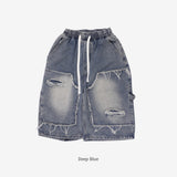 (Unisex) Mare Half Damage Denim Pants