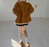 (100% SHEEPSKIN🐑🤎) 2 COLORS キュートフェミニンバターセミショートマウンテンコート