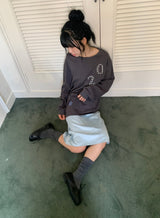 ルゼア サテン レース バック スリット ミディ スカート