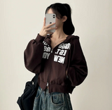 New York Lettering Two Way Cropped Hooded Zip-Up