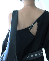 Buckle backless off-shoulder sweatshirt