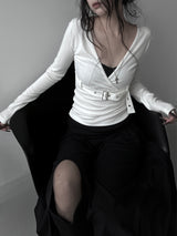 belted wrap V-neck T (2color)