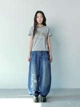 デーモンサイドダーティーロゴデニムバンディングパンツ UNISEX