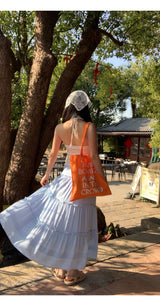 sky frill cancan long skirt