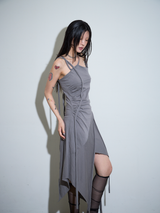 【MADE】カットアウトスリップドレス グレー