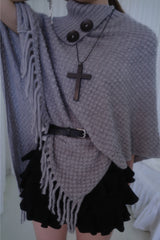 Yui button knit cape (3color)