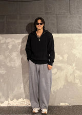 High-Neck Cable Half-Zip Up Knit 6COLOR