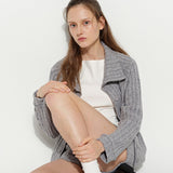 High-Neck Cardigan Grey