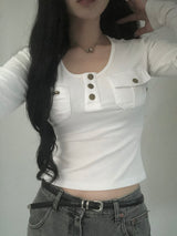 Two-Pocket Slim Button Tee