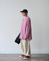 BHNY ルーズフィットスリットストライプロングスリーブTシャツ