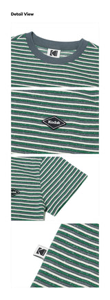 (Women)  レインボーストライプ半袖Tシャツ【GREEN】