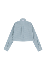 Blue check crop shirts & tie set