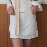 Wave Frill Cotton Skirt_White